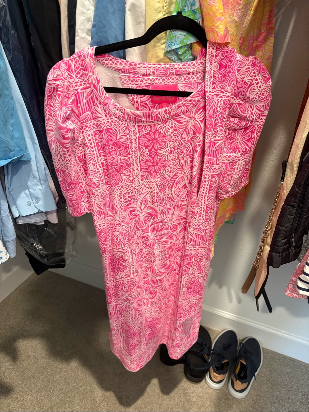 Lilly Pulitzer Pink and White Floral Midi Dress